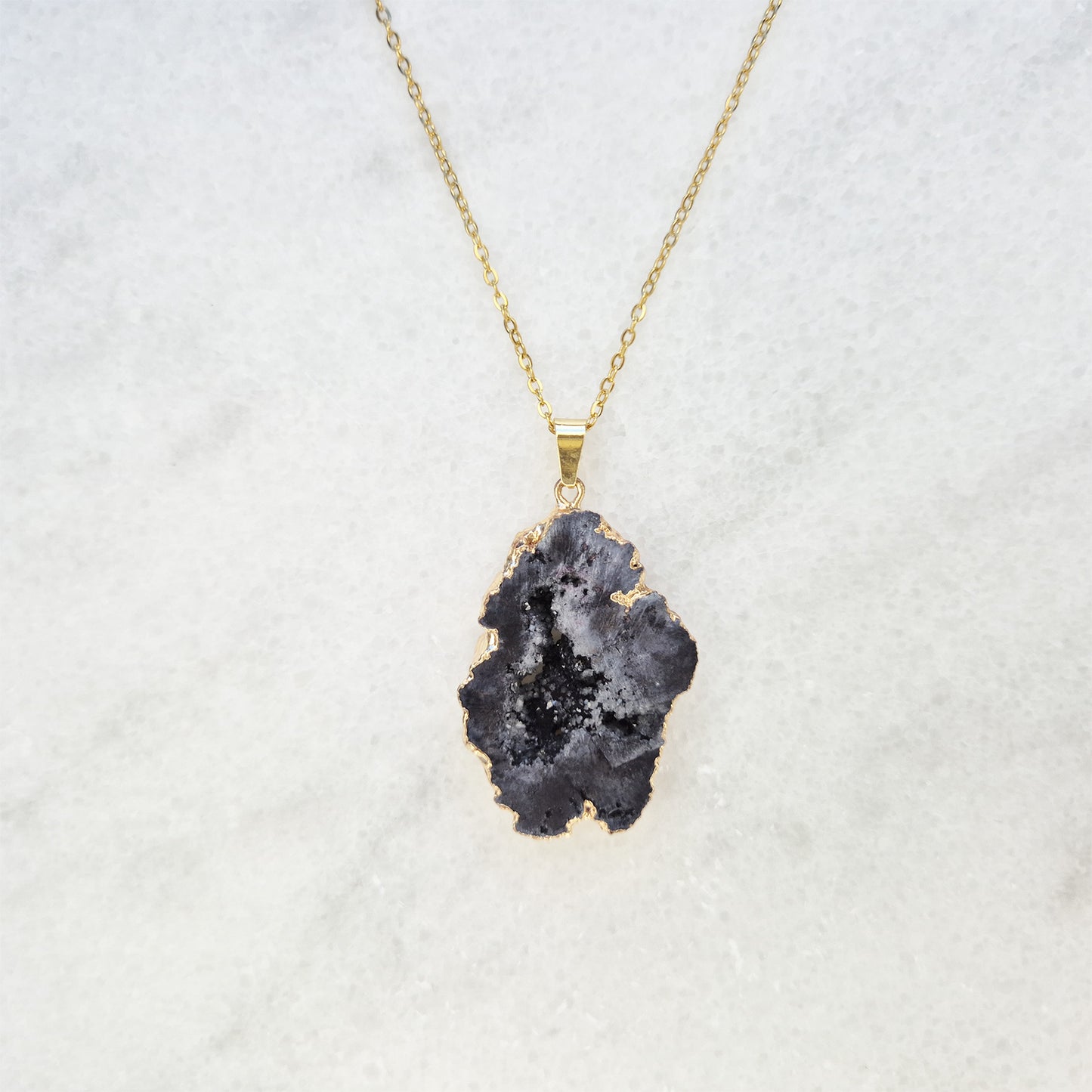 Grey Agate Geode Necklace
