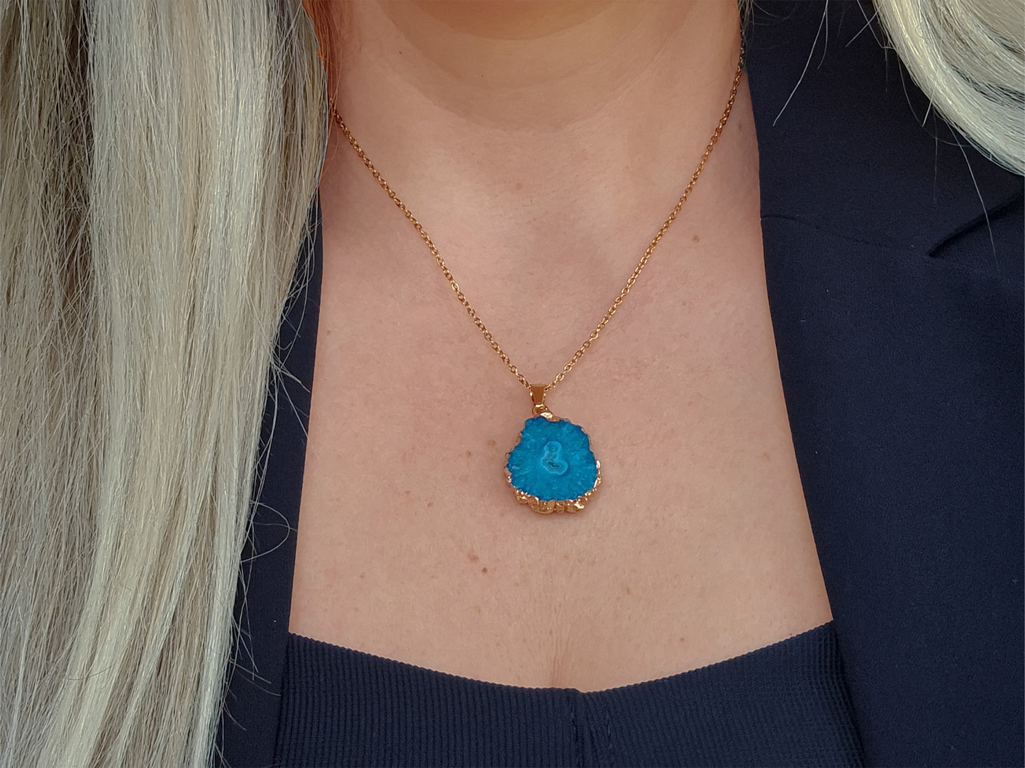 Blue Agate Stalactite Necklace