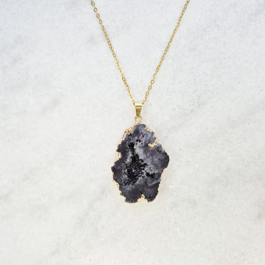 Grey Agate Geode Necklace