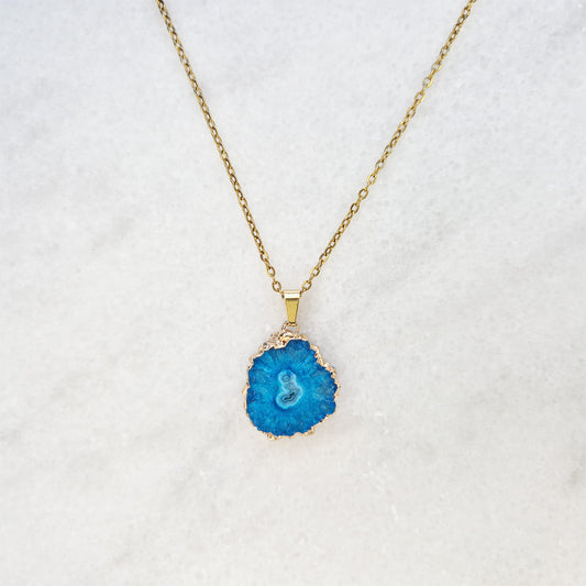 Blue Agate Stalactite Necklace