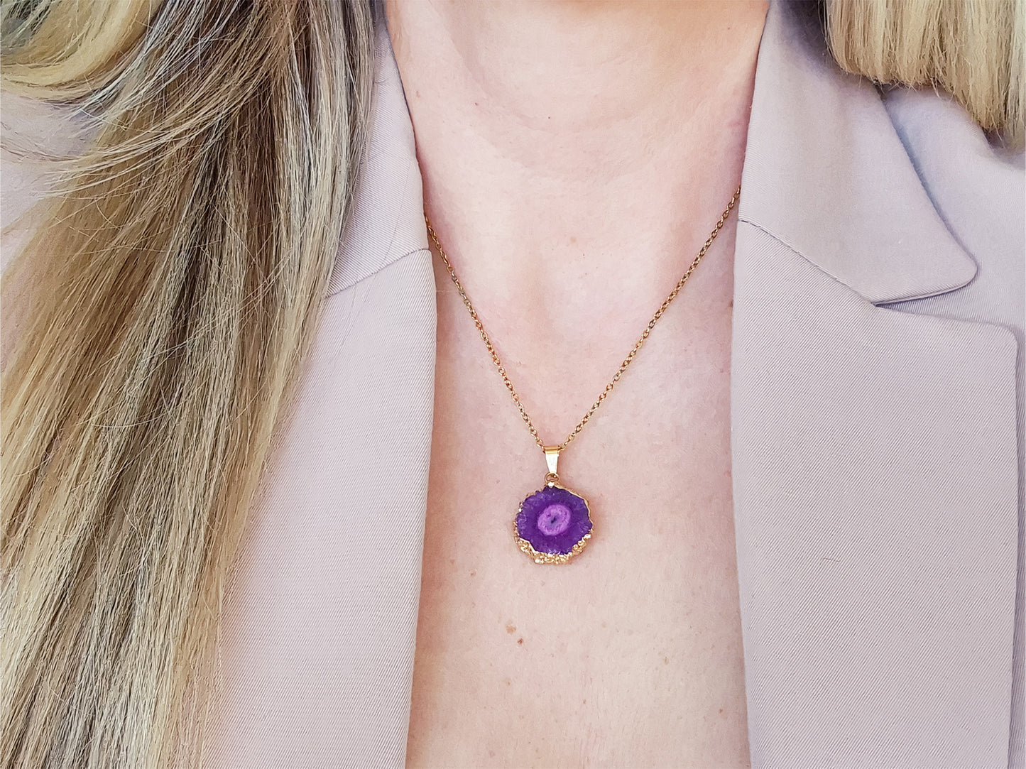Purple Agate Stalactite Necklace