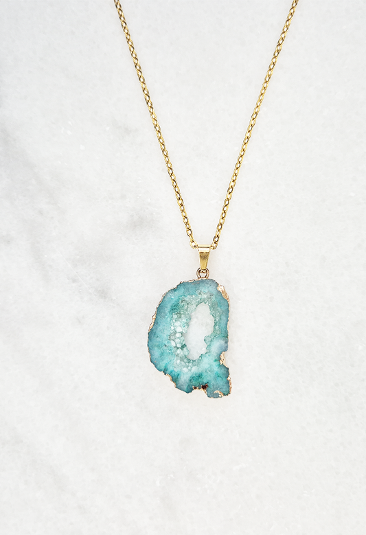 Turquoise Agate Geode Necklace